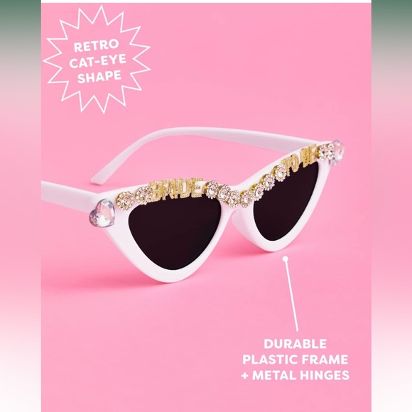 xo, Fetti Bachelorette Party Bride to Be Sunglasses White Cat Eye Bedazzled - Picture 2 of 7